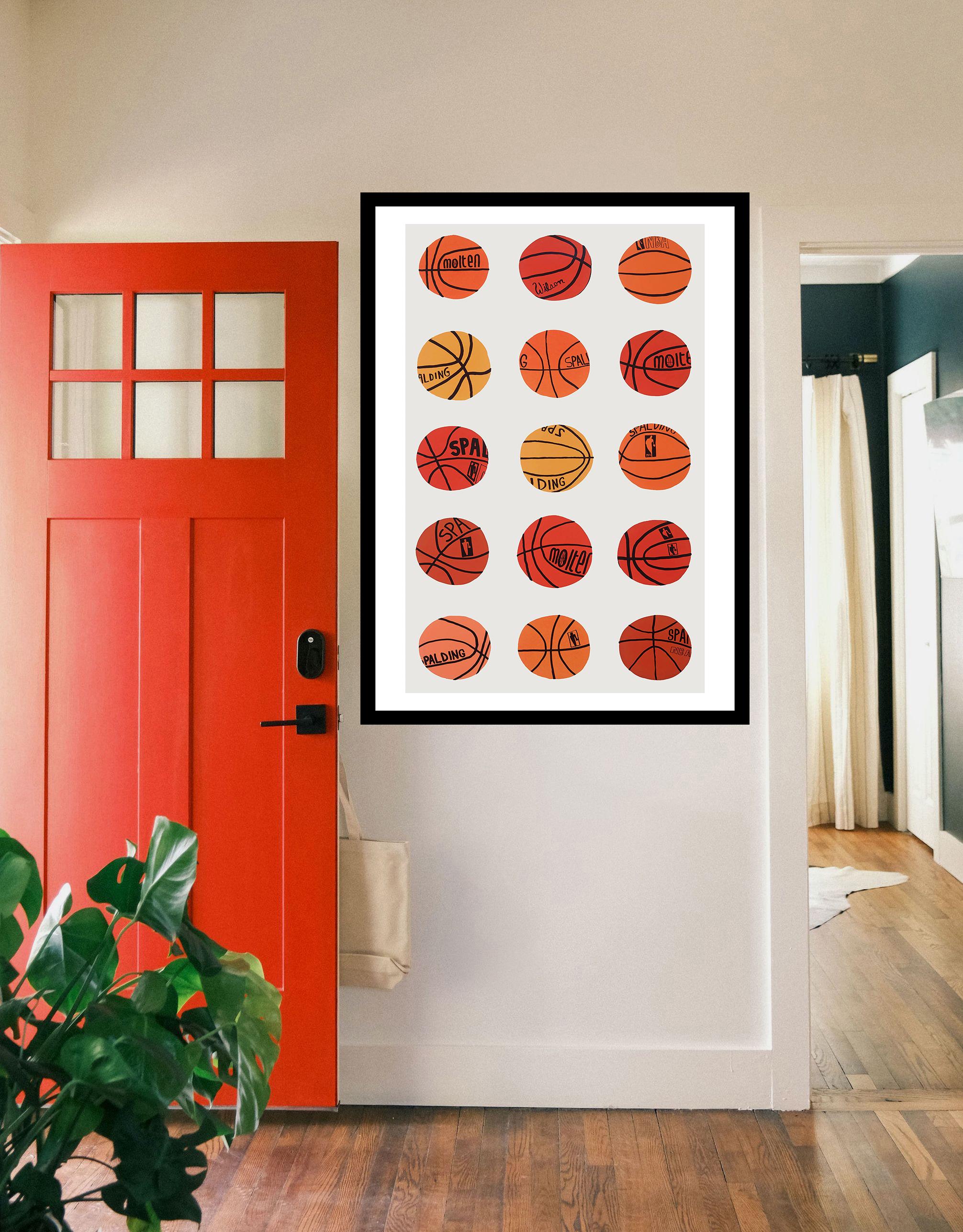 Jonas Wood Basketball Fine Art Giclee Print – Contemporary Sports