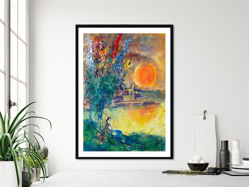 Marc Chagall - Red Moon at Cape Antibes, Fine Art Giclee Print, Love ...