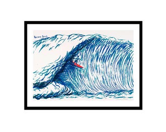 Raymond Pettibon Surfer Print: Hermosa Beach, California Fine Art