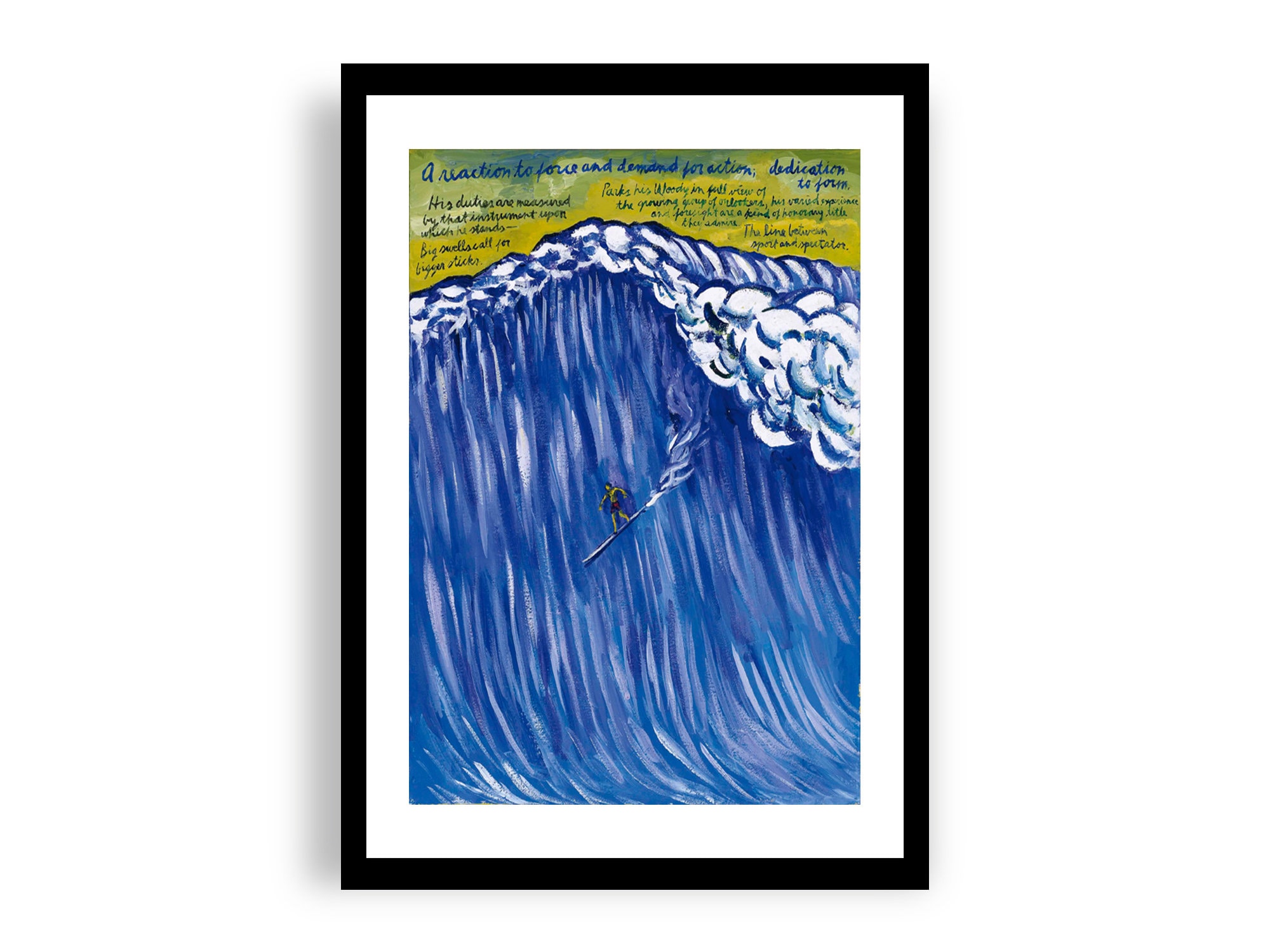 Raymond Pettibon - A Reaction To Force...., Fine Art Giclee Print, Surfer Poster, Big Wave