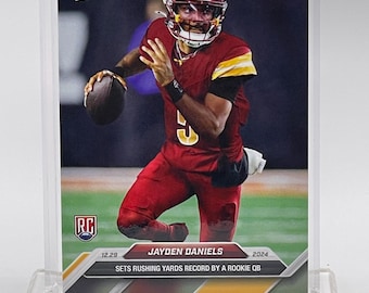 Jayden Daniels - Rookie RC Card #19, 2024 TOPPS Now® Sets Rushing Yards Record by Rookie QB, Limited Edition, Washington Commanders