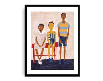 William H. Johnson - Tre bambini, stampa giclée, tela, arte afroamericana, poster ritratto