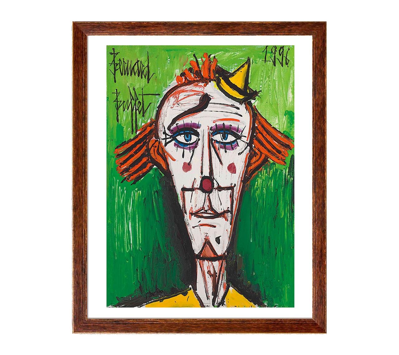 Bernard Buffet - Clown in the little yellow hat, Fine Art Giclee Print, Paris Eiffel Tower Circus Poster