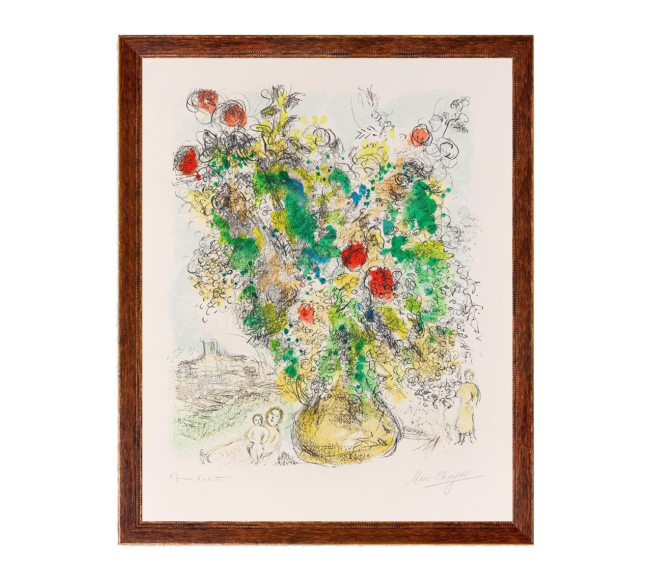 Chagall Roses Marc Chagall - Roses and Mimoses, Fine Art Giclee Print, Love Poster ...