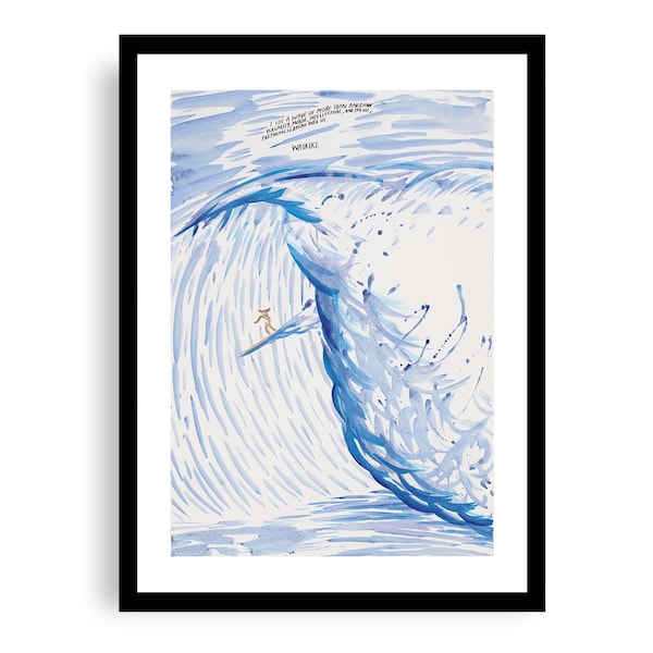 Raymond Pettibon - Vejo uma onda de mais de..., Impressão Giclée de Belas Artes, Pôster de Surfista, Onda Gigante, Waikiki, Havaí, Decoração de Parede em Grande Formato