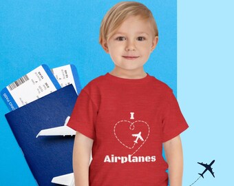 I love Airplanes (Toddler) Style T-Shirt Cute Shirt Short Sleeve Tee for Toddlers