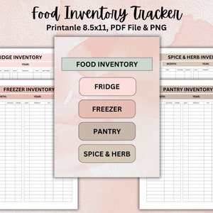 Printable Food Inventory Tracker, Kitchen Checklist, Fridge Freezer ...