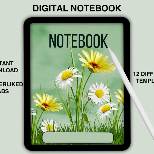 Portrait Digital Notebook, Student Notebook, iPad, Android, Digital Journal, GoodNotes, Notability, Digital Notes Templates With Tabs, PDF