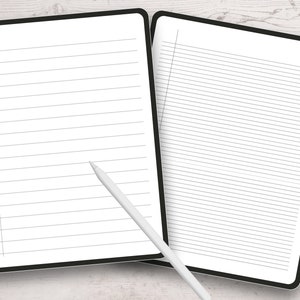 Paquete de 102 páginas de papel rayado imprimible, rayado ancho, rayado universitario, cuaderno rayado, uso comercial, papel gráfico, descarga instantánea en PDF. imagen 3