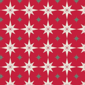 Merry Little Christmas Starbursts Red C14843- Riley Blake Designs- Stars-Red & Green- Christmas- Holiday- Quilting Cotton Fabric