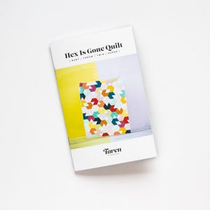 May include: A white booklet titled "Hex Is Gone Quilt" with a colorful geometric quilt pattern on the cover. The quilt design features various shapes in red, yellow, blue, and green. The booklet is from Taren Studios.
