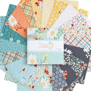 Sunshine and Sweet Tea 5&quot; Stacker 5-14320-42- Riley Blake Designs- Precut Fabric- Blooms- Bees- Quilting Cotton Fabric