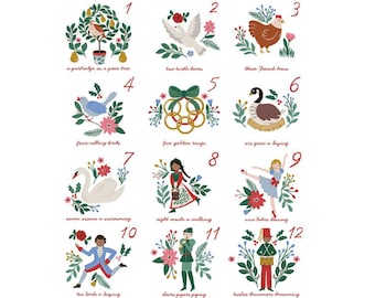 A Pear-fect Christmas Twelve Days of Christmas Panel- P14978- Riley Blake Designs- 12 Days Of Christmas- Quilting Cotton Fabric