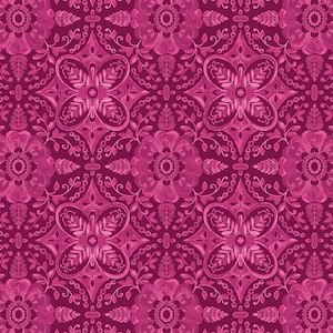 Poppies and Plumes Damask Wine- C14292- Riley Blake Designs - Damask Medallions - Quilting Cotton Fabric