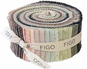 Serenity 2.5 Inch Strip Roll- SSEREN40-10- Figo Fabrics- Precut-Calm- Neutral- Pastel- Quilting Cotton Fabric