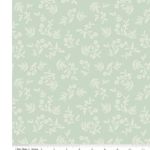 May include: A seamless pattern featuring a repeating design of white stylized floral sprigs on a light green background.