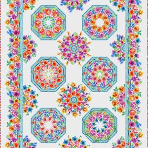 Sew Spring Kaleidoscope Quilt Kit- In The Beginning Fabrics- Read Details- 64x86 -Fast Quilts- Quilting Cotton Fabric