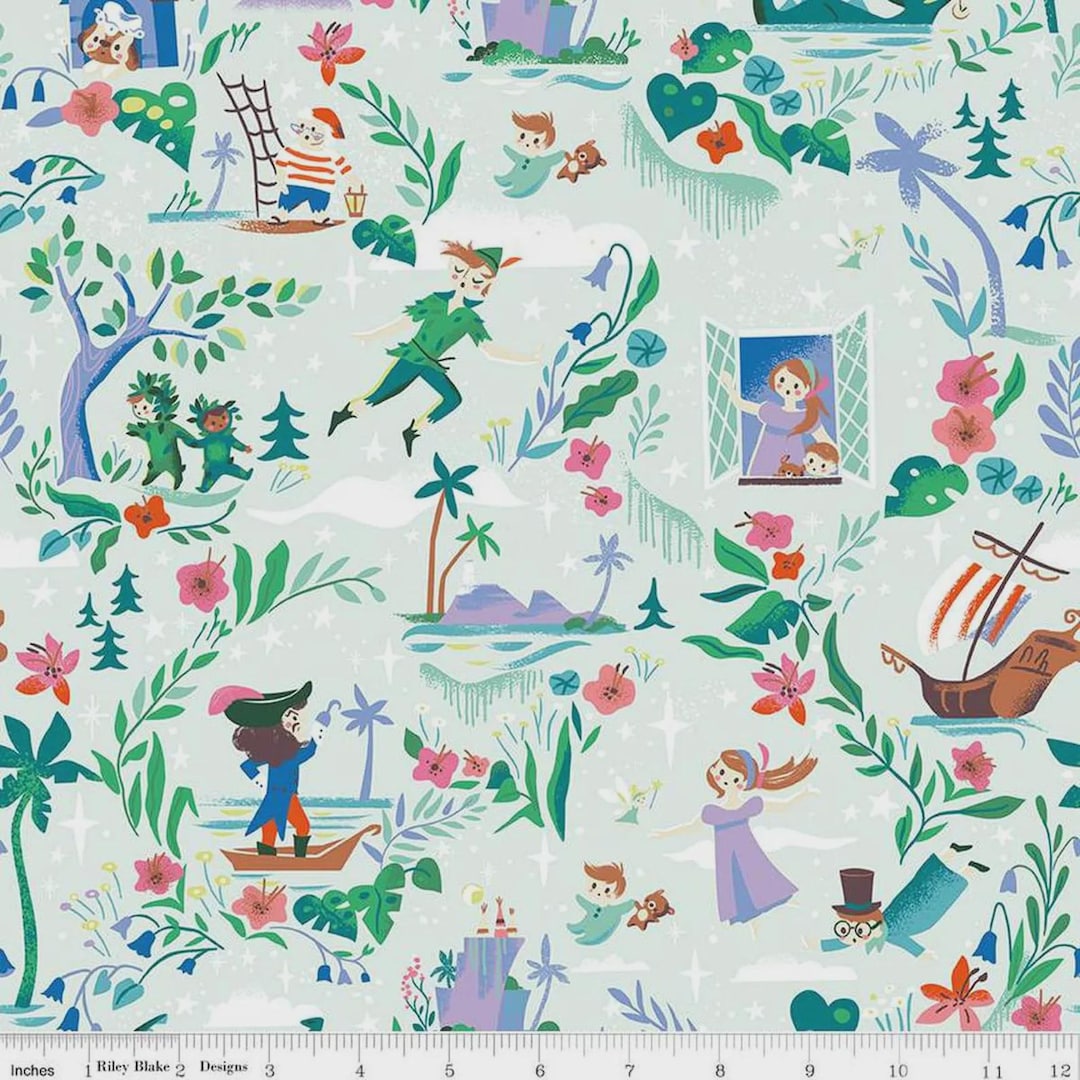 Forever Neverland C15900 Mist- Riley Blake Designs- Peter Pan Images ...