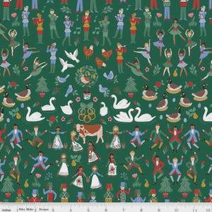 Pear-Fect Christmas Twelfth Day C14970 Green- Riley Blake Designs- Christmas- Holiday- 12 Days Christmas- Quilting Cotton Fabric
