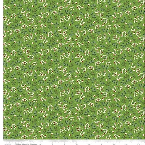 Yuletide Forest Berry Sprigs Lime C13543- Riley Blake Designs-Leaves- Berries- Christmas- Holiday- Seasons- Quilting Cotton Fabrics