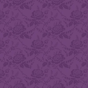 May include: A seamless purple floral pattern with a repeating design of stylized flowers and leaves.