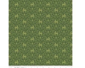 Yuletide Forest Deer Damask Green C13544- Riley Blake Designs- Damask- Deer-Christmas- Holiday- Seasons- Quilting Cotton Fabrics