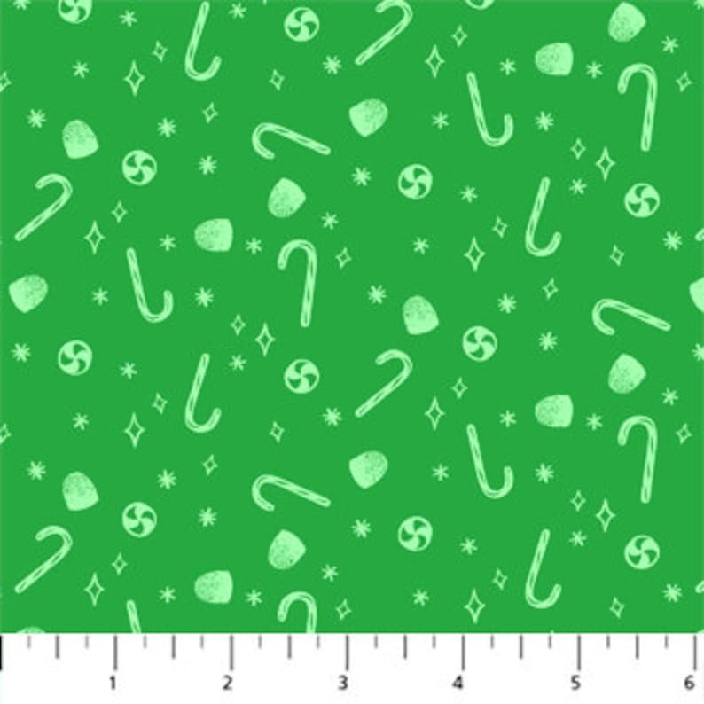 Candy Cane Ruler Merry Kitschmas 90671-71- Green- Figo Fabrics- Candies-christmas ...