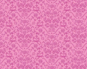 Chloe Damask Peony C14523- Riley Blake Designs- Pink Floral Damask Print- Quilting Cotton Fabric