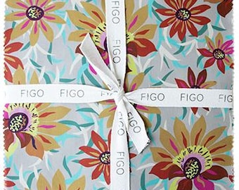 Trade Winds Tiles- 10inch Squares- Precut- Figo Fabrics- Floral- Paisley- Geometric- Quilting Cotton Fabric