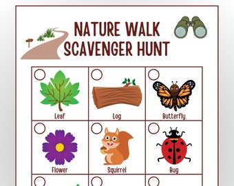 Nature Walk Scavenger Hunt, Printable Camp Game, Campsite fun for Kids, Camping Games, Hunt Game, Entertainment for kids Camping, Camp Hunts