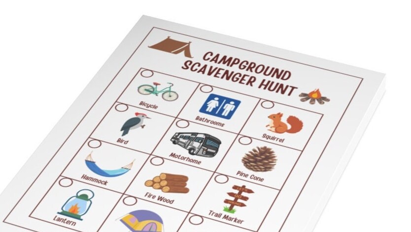 Campground Scavenger Hunt Printable Campsite Game for Kids Easy Campground Scavenger Hunt Printable Campsite Game for Kids Easy