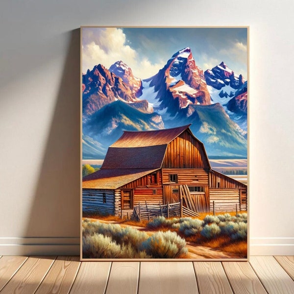 Printable T.A Moulton Barn Digital Download | Grand Tetons Wall Art for Home & Office | Travel Photography Souvenir | Wyoming Adventure Gift