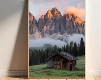 Dolomites Travel Poster: Italian Mountain Landscape Photography (Digital Download)