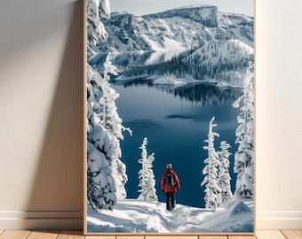 Impresión del Parque Nacional del Lago del Cráter en Invierno: Fotografía de viajes de Oregón (Descarga digital)