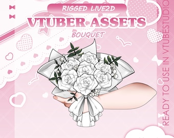 Flower Bouquet Rigged Vtuber Asset | Color Customization | Arm toggle and Skin tone Options