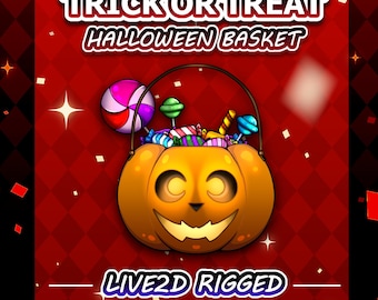 Halloween Trick or Treat Basket | Rigged Live2d Item | Vtuber Asset | Custom Skintones | Night Toggle