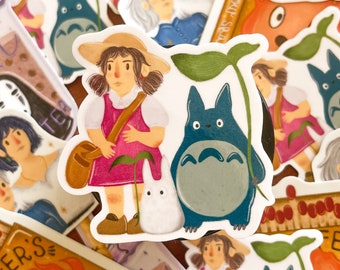 Mei & Chibi Totoro Vinyl Sticker - My Neighbor Totoro Inspired
