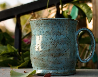 Speckled blue mug