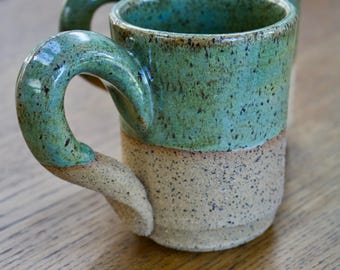 Handbuilt Ceramic Mug: Speckled Buff Clay, 7 fl/oz