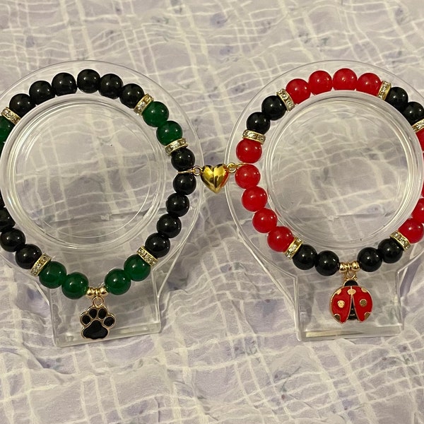 Ladybug and catnoir themed couple bracelet