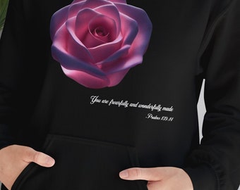 Fearfully and Wonderfully Made Hooded Sweatshirt, Black Hoodie