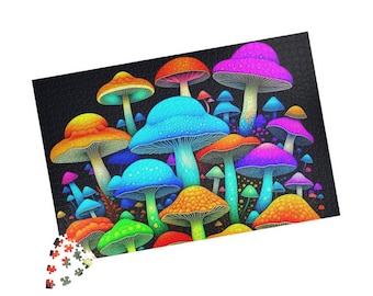 Colorful Mushroom Puzzle For Adult (110, 252, 520, 1014-piece), Mushroom Puzzle, Mushroom,  Mushroom,Hobby, Hobby Puzzle