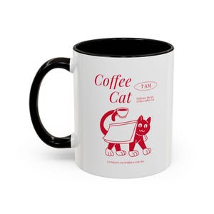 Cat Coffee Mug Ceramic Kitty Cup Design Glossy Finish Colored Handle Beverage Container Kitchen Accessory Pet Lover Gift Idea Morning Drink
