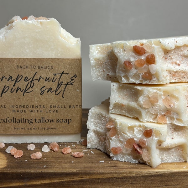 Grapefruit & Pink Salt Exfoliating Tallow Soap