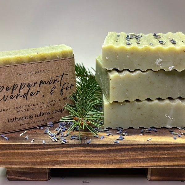 Peppermint, Lavender, & Fir Tallow Soap