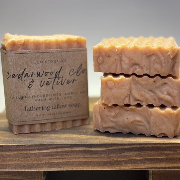 Cedarwood, Clove, & Vetiver Tallow Soap