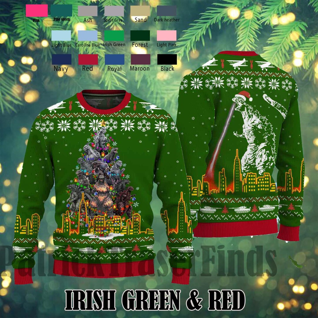 Godzilla Christmas Ugly Sweater Christmas Tree From All Godzillas Sweater Ugly Sweater 2024 Christmas Ugly Sweater Etsy Canada