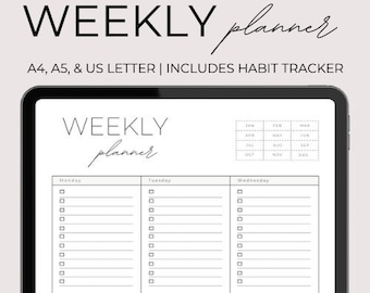 2024 Weekly Planner Printable To Do List, Modern Weekly Schedule, Weekly Agenda, Weekly Organizer Journal, Week at a Glance, A4/A5/US Letter