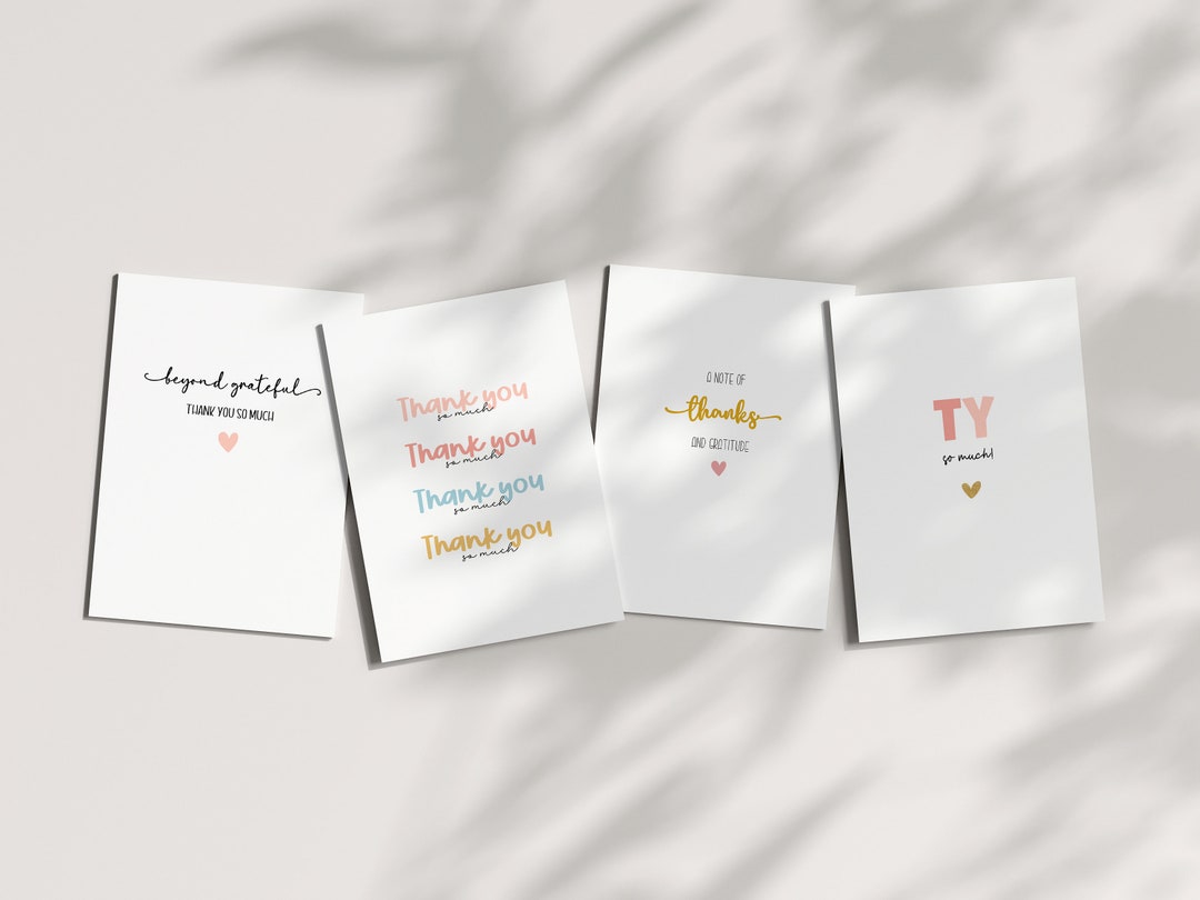 Thinking. Thanks Thinking of You, Appreciation, Thank You Cards, Set of 4 - Etsy