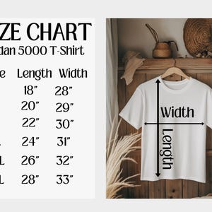 Gildan 5000 T-Shirt Size Chart Printable Download, Digital Size Chart for Gildan T-Shirts, Unisex Size Guide tshirt size chart Adult T-shirt